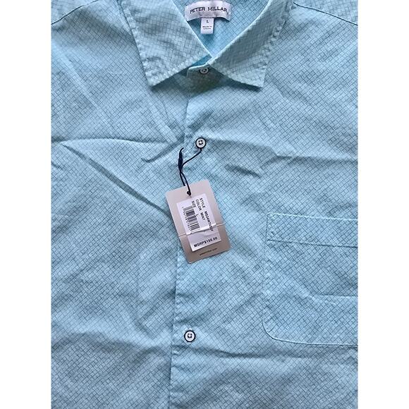 Mens Peter Millar Crown Champlain Linen Blend Short-Sleeve Shirt Green Large - Picture 2 of 5